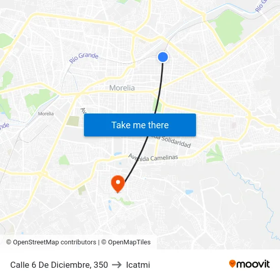 Calle 6 De Diciembre, 350 to Icatmi map