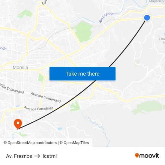 Av. Fresnos to Icatmi map