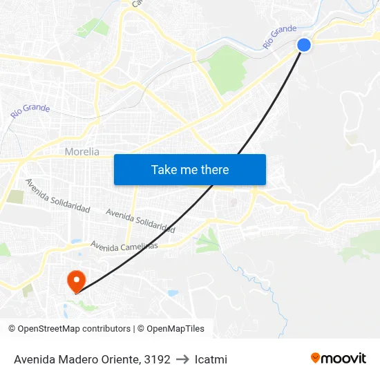 Avenida Madero Oriente, 3192 to Icatmi map