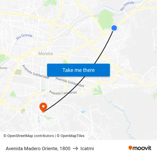 Avenida Madero Oriente, 1800 to Icatmi map