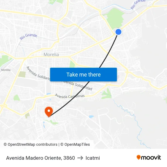 Avenida Madero Oriente, 3860 to Icatmi map
