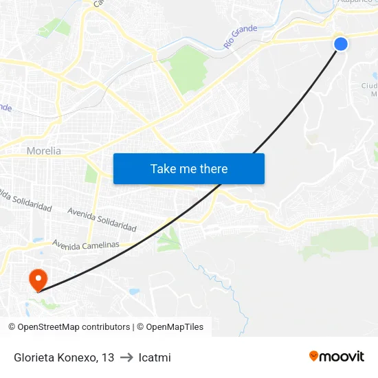 Glorieta Konexo, 13 to Icatmi map