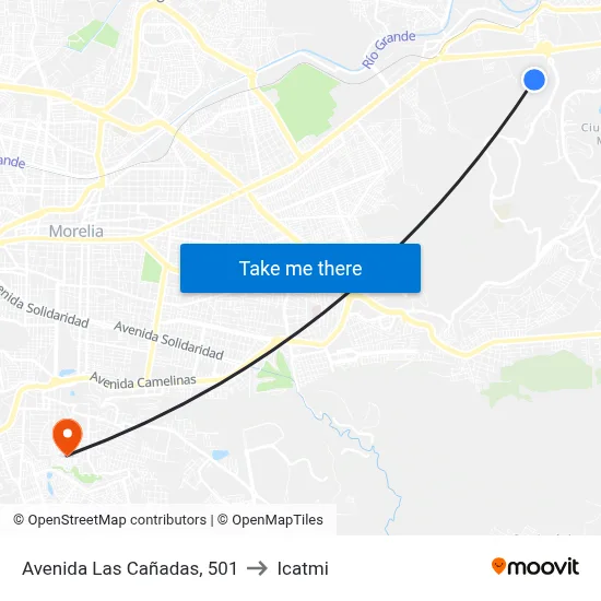 Avenida Las Cañadas, 501 to Icatmi map