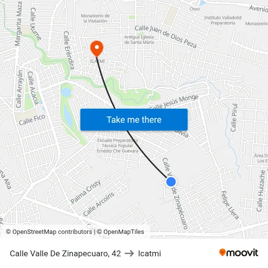 Calle Valle De Zinapecuaro, 42 to Icatmi map