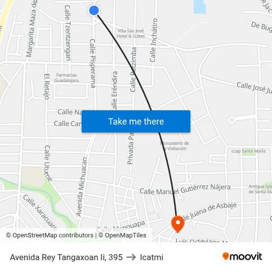 Avenida Rey Tangaxoan Ii, 395 to Icatmi map