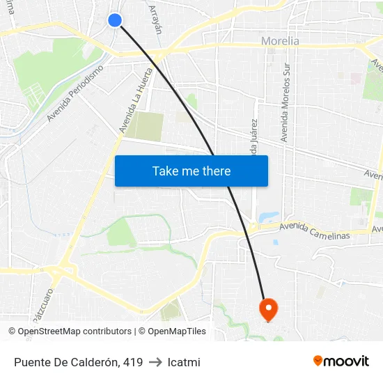 Puente De Calderón, 419 to Icatmi map