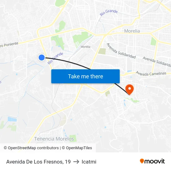 Avenida De Los Fresnos, 19 to Icatmi map
