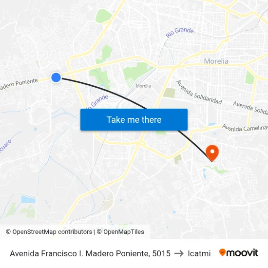 Avenida Francisco I. Madero Poniente, 5015 to Icatmi map
