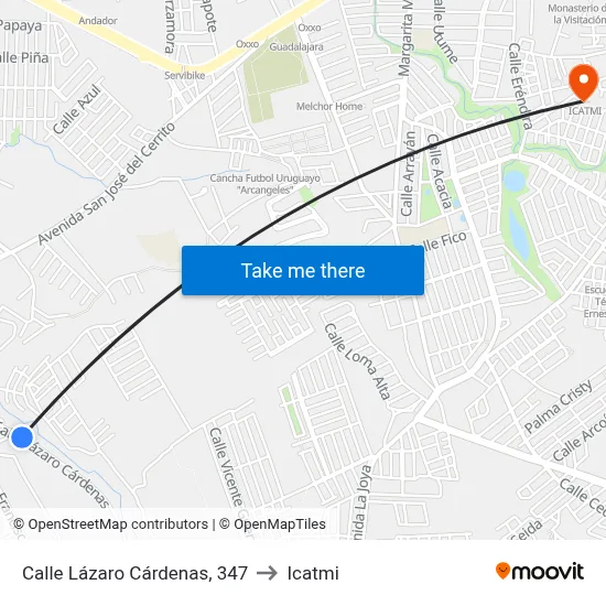 Calle Lázaro Cárdenas, 347 to Icatmi map