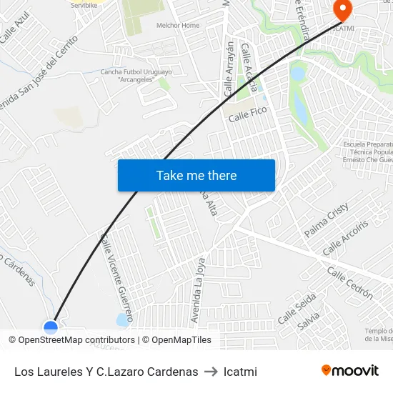 Los Laureles Y C.Lazaro Cardenas to Icatmi map