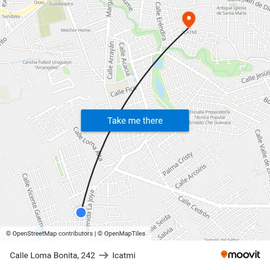 Calle Loma Bonita, 242 to Icatmi map
