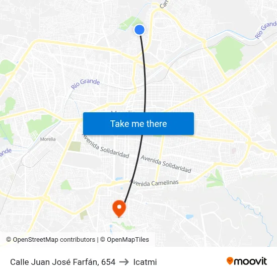 Calle Juan José Farfán, 654 to Icatmi map
