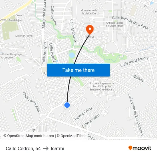 Calle Cedron, 64 to Icatmi map