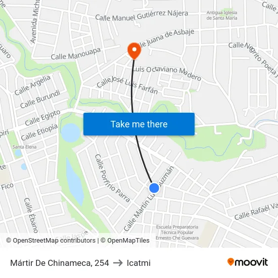 Mártir De Chinameca, 254 to Icatmi map