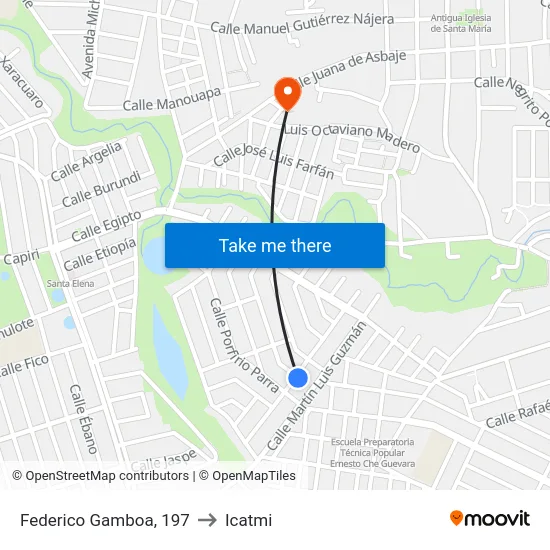 Federico Gamboa, 197 to Icatmi map