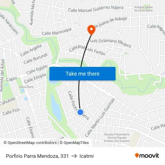 Porfirio Parra Mendoza, 331 to Icatmi map