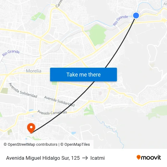 Avenida Miguel Hidalgo Sur, 125 to Icatmi map