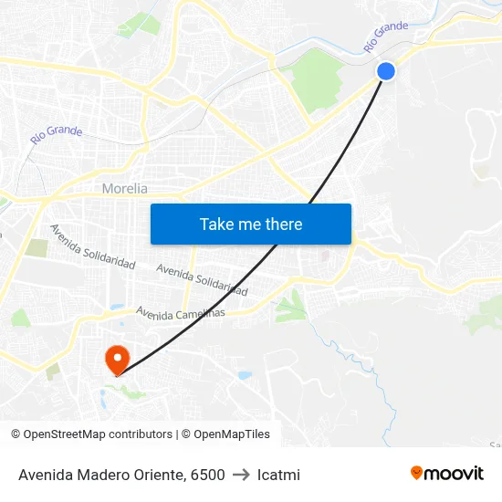 Avenida Madero Oriente, 6500 to Icatmi map