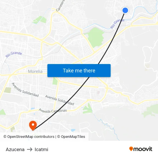 Azucena to Icatmi map