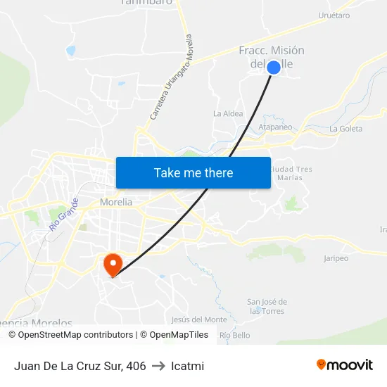 Juan De La Cruz Sur, 406 to Icatmi map