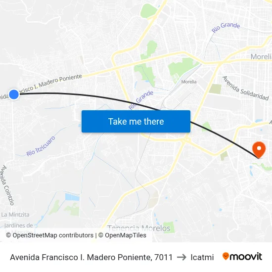 Avenida Francisco I. Madero Poniente, 7011 to Icatmi map