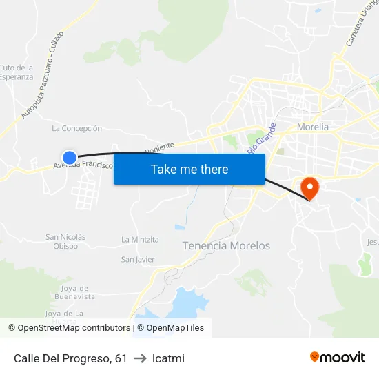 Calle Del Progreso, 61 to Icatmi map