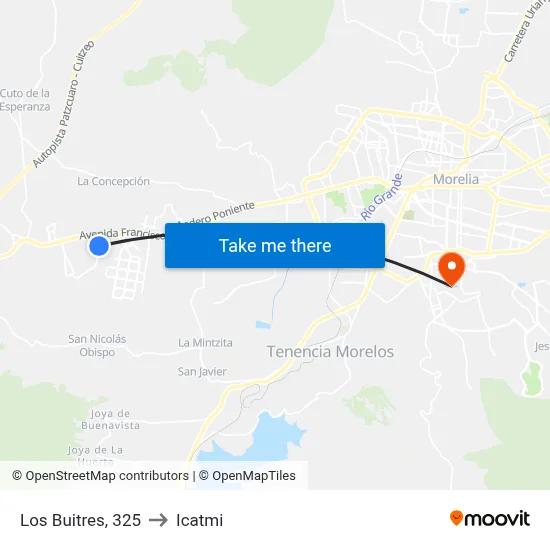 Los Buitres, 325 to Icatmi map