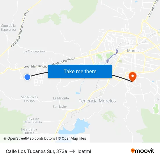 Calle Los Tucanes Sur, 373a to Icatmi map
