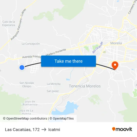 Las Cacatúas, 172 to Icatmi map