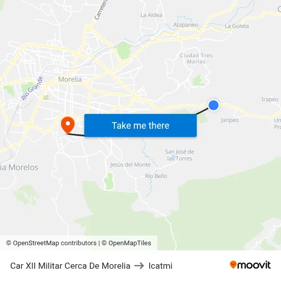 Car XII Militar Cerca De Morelia to Icatmi map