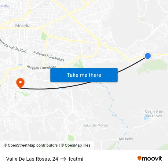 Valle De Las Rosas, 24 to Icatmi map
