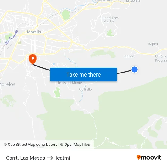 Carrt. Las Mesas to Icatmi map