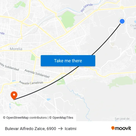 Bulevar Alfredo Zalce, 6900 to Icatmi map