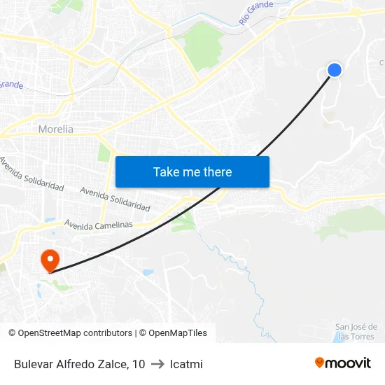 Bulevar Alfredo Zalce, 10 to Icatmi map
