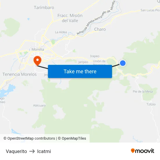 Vaquerito to Icatmi map