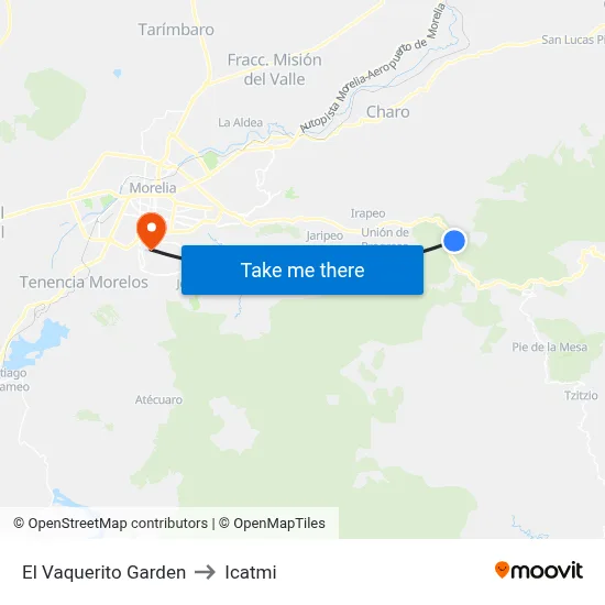El Vaquerito Garden to Icatmi map