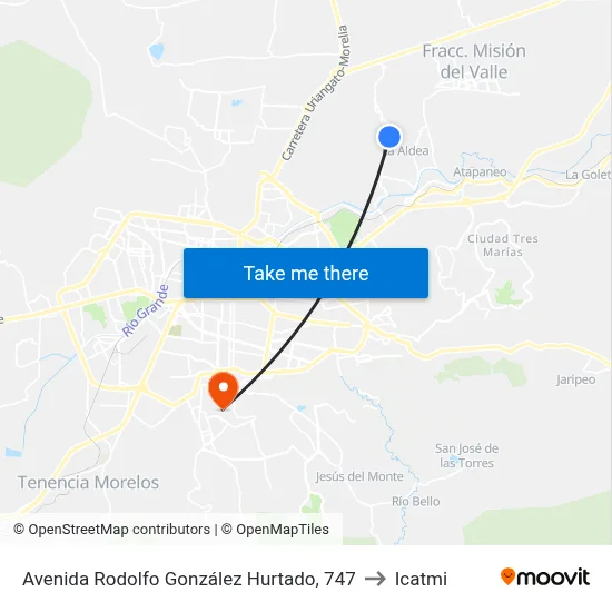 Avenida Rodolfo González Hurtado, 747 to Icatmi map