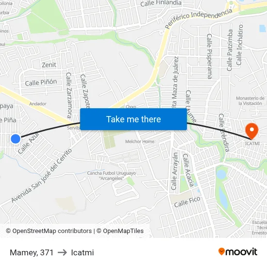 Mamey, 371 to Icatmi map