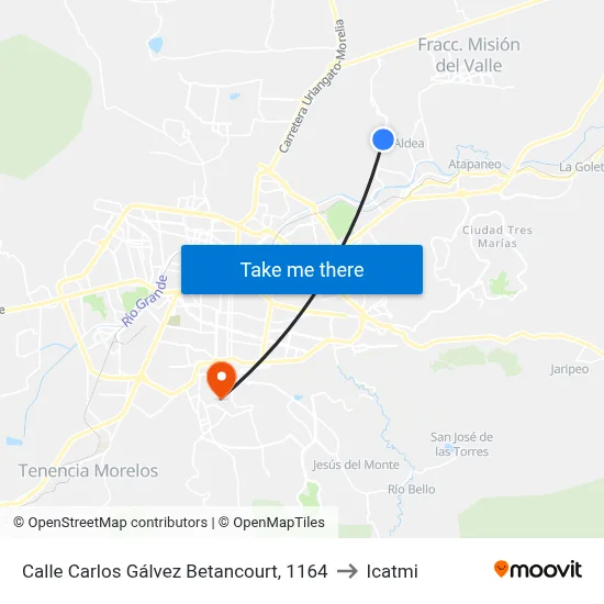 Calle Carlos Gálvez Betancourt, 1164 to Icatmi map