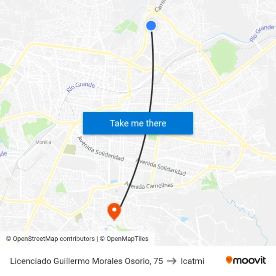 Licenciado Guillermo Morales Osorio, 75 to Icatmi map