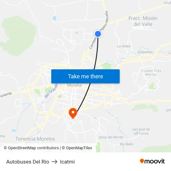 Autobuses Del Río to Icatmi map