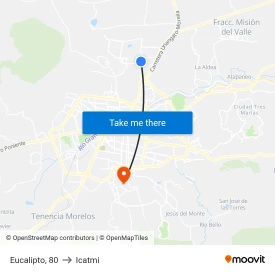 Eucalipto, 80 to Icatmi map