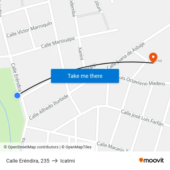 Calle Eréndira, 235 to Icatmi map