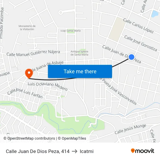 Calle Juan De Dios Peza, 414 to Icatmi map