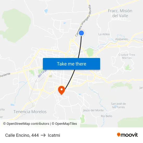 Calle Encino, 444 to Icatmi map