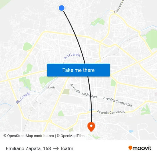 Emiliano Zapata, 168 to Icatmi map
