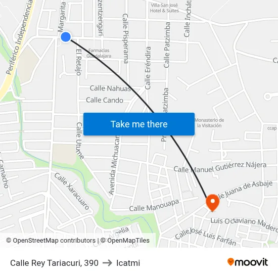 Calle Rey Tariacuri, 390 to Icatmi map