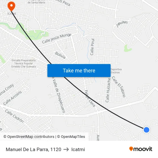 Manuel De La Parra, 1120 to Icatmi map