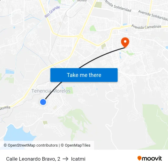 Calle Leonardo Bravo, 2 to Icatmi map