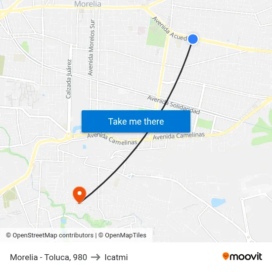 Morelia - Toluca, 980 to Icatmi map